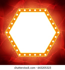 Shining waves background with retro casino light banner. Vector illustration