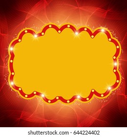 Shining waves background with retro casino light banner. Vector illustration
