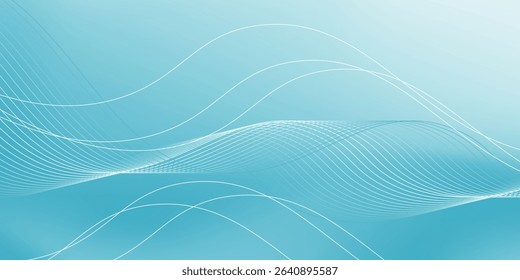 Shining wavy twisted lines on blue gradient background. Simple abstract pattern backdrop. Minimal style illustration