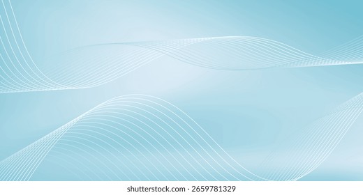 Shining wavy twisted lines on blue gradient background. Simple abstract pattern backdrop. vector illustration