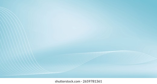 Shining wavy twisted lines on blue gradient background. Simple abstract pattern backdrop. vector illustration