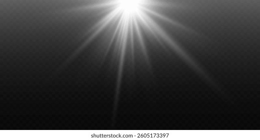 Shining white star effect. On a transparent background.