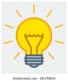Icono de la bombilla amarilla brillante
