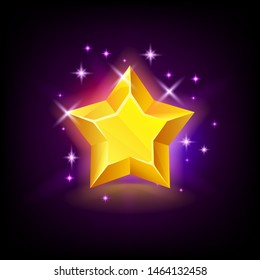 Shining Yellow Star With Sparkles, Slot Icon For Online Casino Or Logo For Mobile Game On Dark Background, Vector Illustration