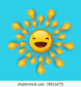 shining yellow sun. cartoon illustration