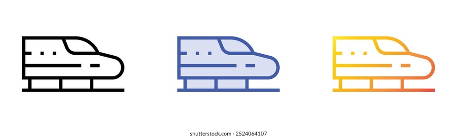 Icono de Shinkansen. Lineal, relleno azul y diseño de estilo degradado aislado sobre fondo blanco