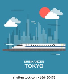 Shinkanzen Sky Train In Tokyo Illustration Design