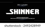 Shinner abstract digital alphabet font. Minimal technology typography, Creative urban sport fashion futuristic font and with numbers. vector illustration