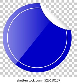 Shinning Blue Circle Tag or label with Curl Effect, at transparent effect background