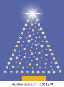 shinning christmas  tree on blue background