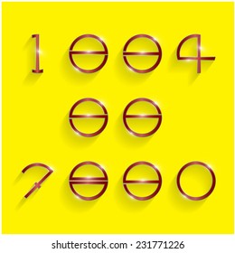 Shinning circle digit style on yellow background. Vector illustration