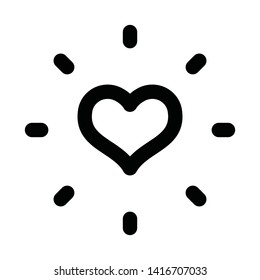 Shinning heart icon, love burst symbol