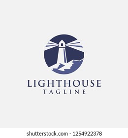 Shinning Lighthouse Logo Vector Template On White Background, Lead The Way Logo, Share And Social Logo