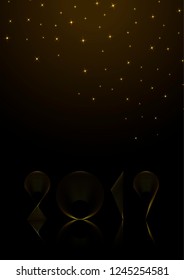 Shinning and lightning effect. Illustration for new year. Number of stylized 2019. Happy 2019 year. Vector.