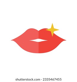 Shinning Lips, Glossy Lips Vector Flat Icon