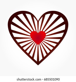 shinning red love shape in the middle of black love shape trellis frames