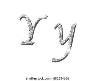 Shinning silver luxury typographic alphabet fonts