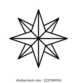 shinning star decoration Christmas editable outline icon.