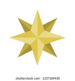 shinning star decoration Christmas flat design icon.
