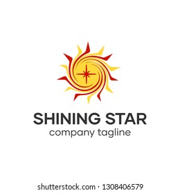 Shinning Star Sun Logo Vector Template