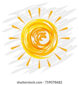 shinny doodle sun hand drawn cartoon 
