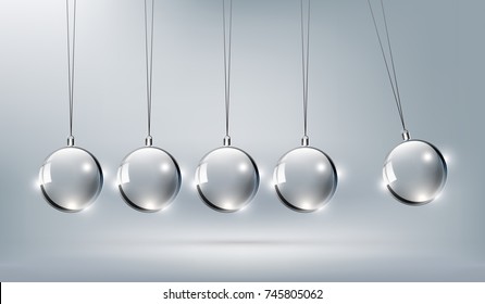 Shinny Glass Newtons Cradle For Design Element, Vector Illustration