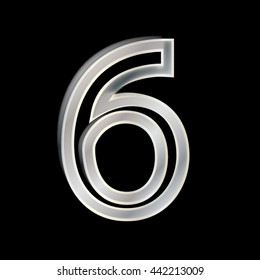 Shinny gradient silver number. 6