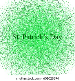 Shinny greeting card design with Happy St. Patrick's Day lettering background with glitter and confetti