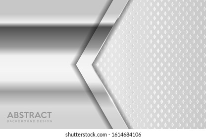 Shinny metal silver background combine with white textured overlap layer. Abstract background design