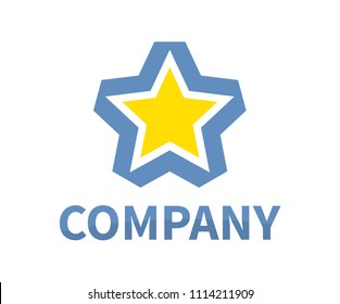 shinny star shape from blue color ribbon logo design idea concept illustration for modern company concept