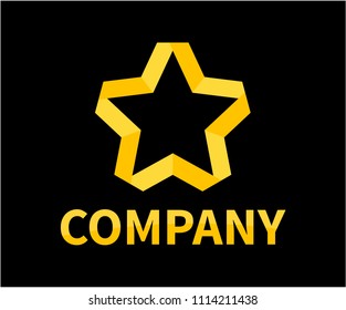 shinny star shape from gold color ribbon logo design idea concept illustration for modern company concept