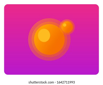 Shinny sun. Vector of planets and sun on a purple background. A beautiful planet seemed to glow in the middle of the night. An illustration of sun with purple background. Shine bright sun and planet. 
