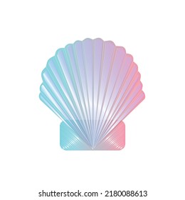 Shinny tosca-pink seashell clam vector illustration on white background