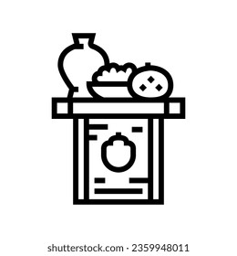 shinsen food offering shintoism line icon vector. shinsen food offering shintoism sign. isolated contour symbol black illustration