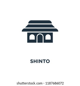 Shinto icon. Black filled vector illustration. Shinto symbol on white background. Can be used in web and mobile.