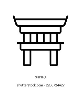 shinto icon. Line Art Style Design Isolated On White Background