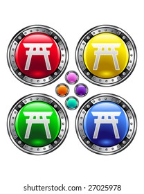 Shinto icon on round vector button