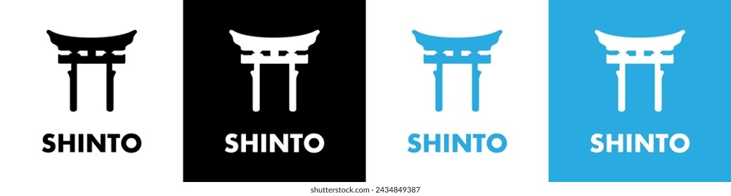 Shinto icon or symbol. Shinto religion symbol line art vector icon