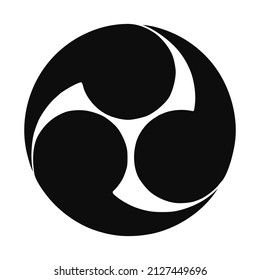 Shinto Japanese religion Hidari mitsudomoe symbol  Tomoe comma vector silhouette illustration icon