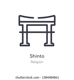 shinto outline icon. isolated line vector illustration from religion collection. editable thin stroke shinto icon on white background