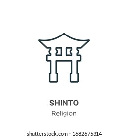 Shinto outline vector icon. Thin line black shinto icon, flat vector simple element illustration from editable religion concept isolated stroke on white background