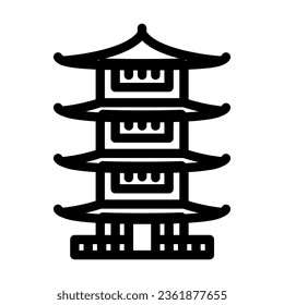 shinto shrine building shintoism line icon vector. shinto shrine building shintoism sign. isolated contour symbol black illustration