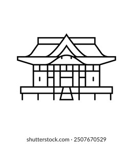 shinto shrine building shintoism line icon vector. shinto shrine building shintoism sign. isolated contour symbol black illustration