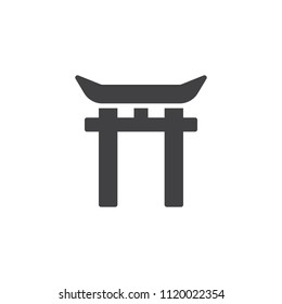 Shinto Shrine vector icon. filled flat sign for mobile concept and web design. Japanese Torii Gate simple solid icon. Symbol, logo illustration. Pixel perfect vector graphics
