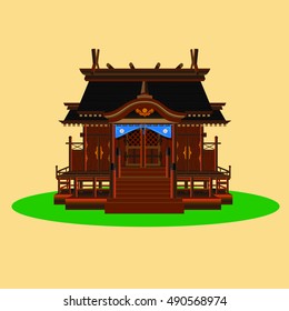 Shinto shrine vector Illustration. Shinto shrine is a structure whose main purpose is to house ("enshrine") one or more Shinto gods.