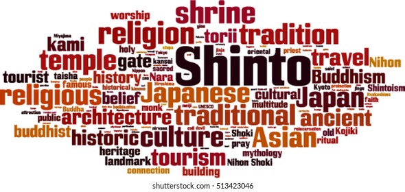 Shinto word cloud concept. Vector illustration