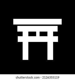icono del vector del sintoísmo. símbolo shinto sobre fondo negro.