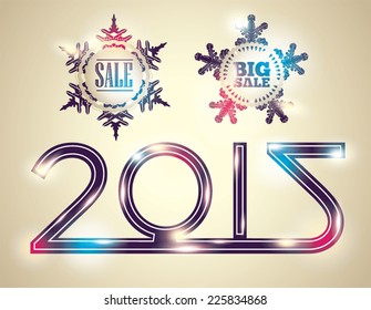 Shiny 2015 Happy New Year greeting card