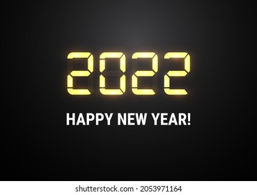 Shiny 2022 New year LED digits holiday vector background for greeting cards