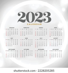 shiny 2023 calendar grey template for new year vector 